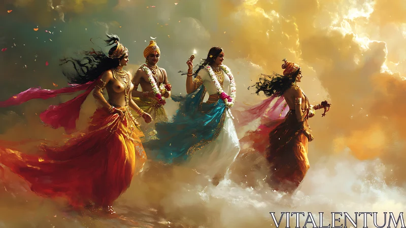 Mythic Indian goddesses stride through volumetric cloud light field