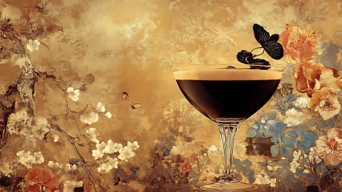 Elegant Cocktail Waltzes Through Vintage Botanical Dreams