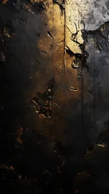 Charred textured surface shows cracked layers and metal glow