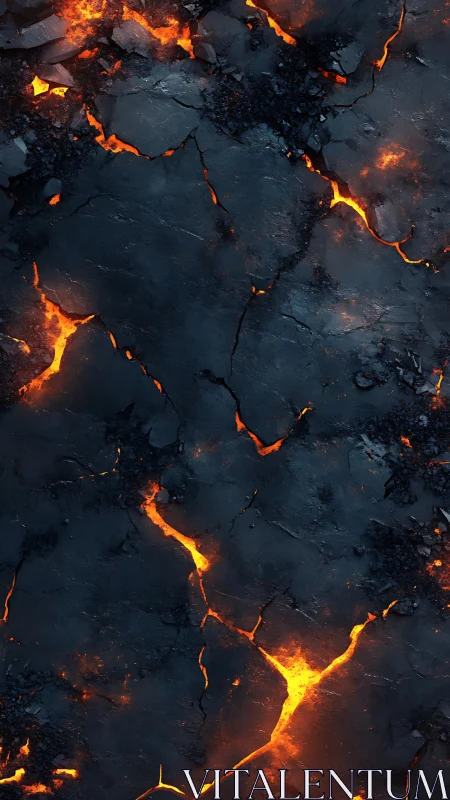 Molten lava surface with glowing cracks and solidifying thermal patterns.