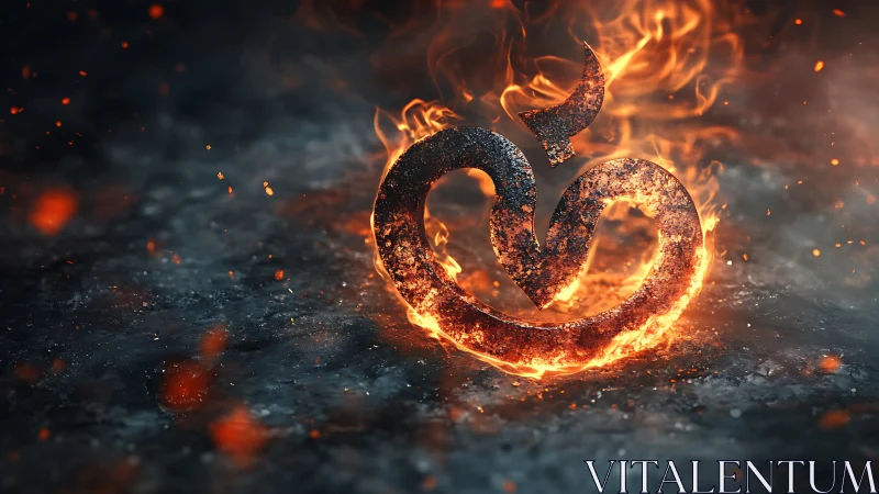 Burning Om Symbol with Dynamic Fire Debris