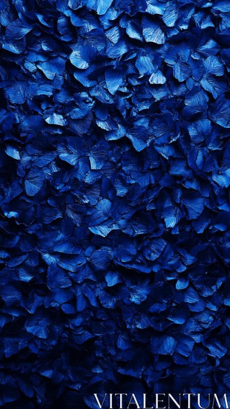 Macro study of layered cobalt blue petals with sculpted texture