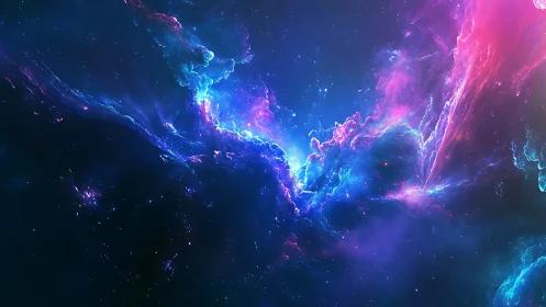 Nebula core glows with electric cyan and magenta storm