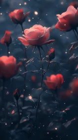 Red Roses in Ethereal Glow.