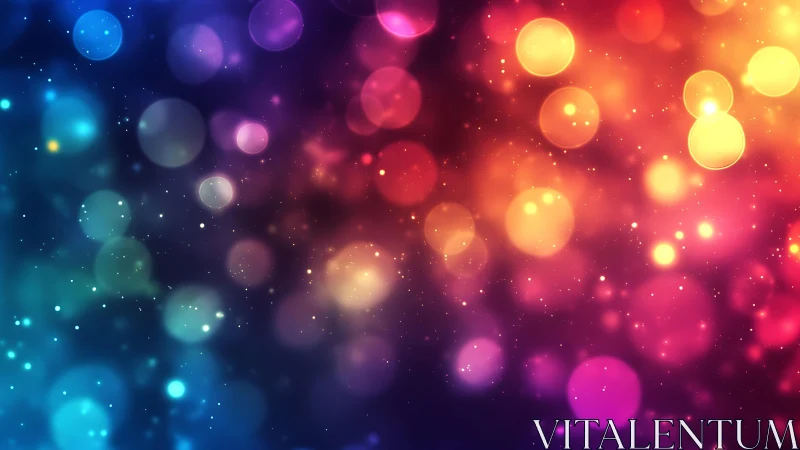 Vibrant multicolor bokeh lights abstract background digital art.