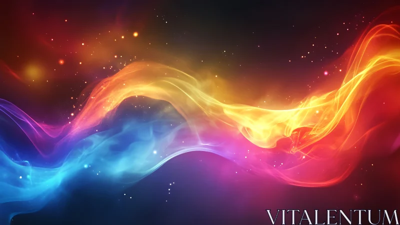 Prismatic nebula ribbons collide and braid across the void