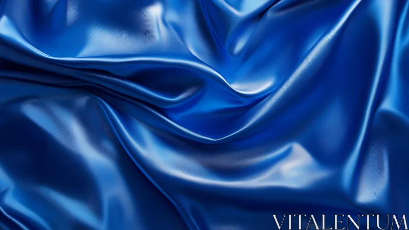 Electric sapphire folds drift across liquid midnight silk.