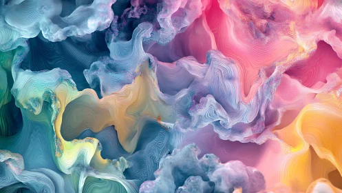 Chromatic cloud currents swirl through sculpted dreamscapes.