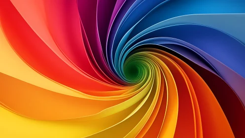 Radial spiral of multicolored curved layers converges centrally