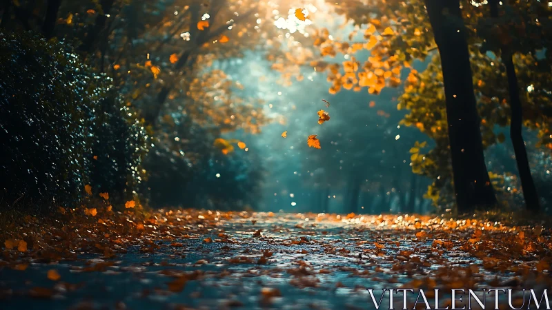 Autumn's Golden Cathedral Through the Forest Veil.