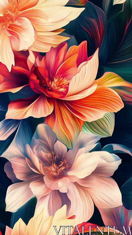 Vibrant Blooming Flowers with Luminous Petals.