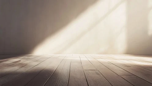 Sunlit wooden floor plane captures oblique interior illumination