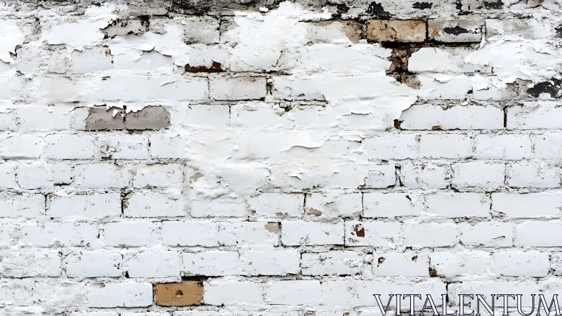 Weatherworn white brick wall quietly peels toward memory