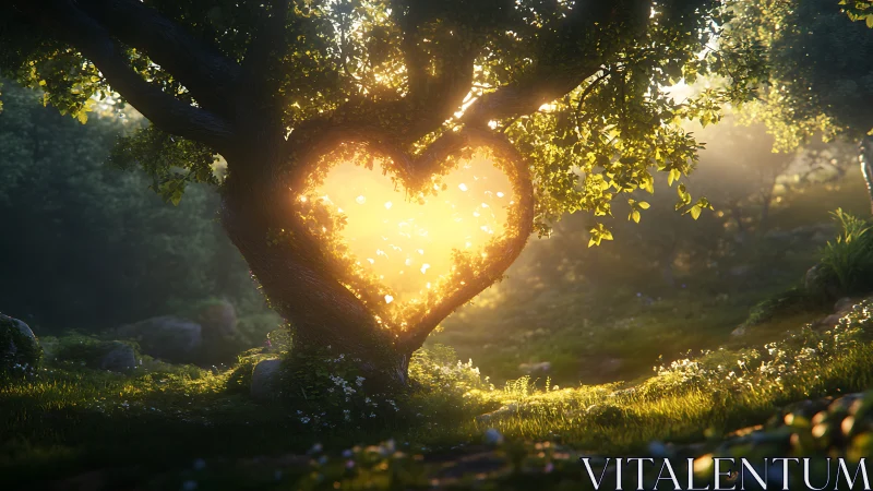Heart-Shaped Light Glows Through Ancient Tree Branches