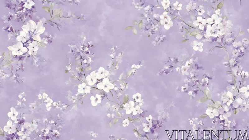 Lavender Floral Garden Against Soft Purple Sky