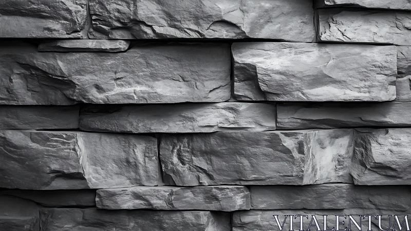 Rough gray stone wall shows layered rectangular blocks