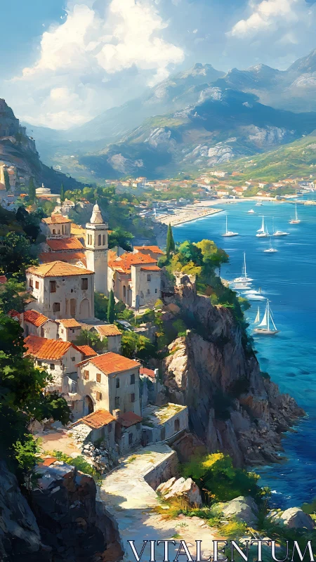 Coastal Monastery Overlooks Mediterranean Bay