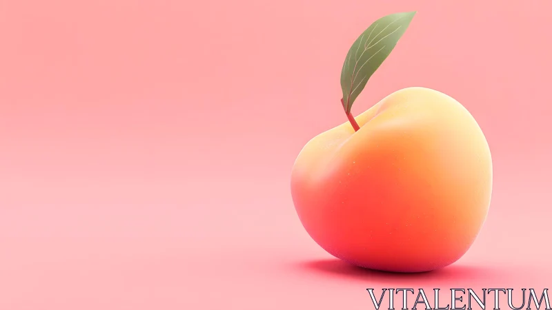 Realistic peach with leaf on pastel pink background, minimal style. Realistic peach with leaf on pastel pink background, minimal style.