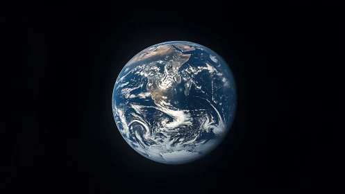 Our blue home floating gently in the quiet of space.