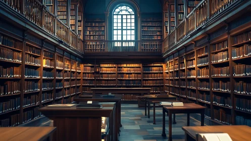 Sunlit Library Cathedral of Quiet, Patiently Breathing Stories.