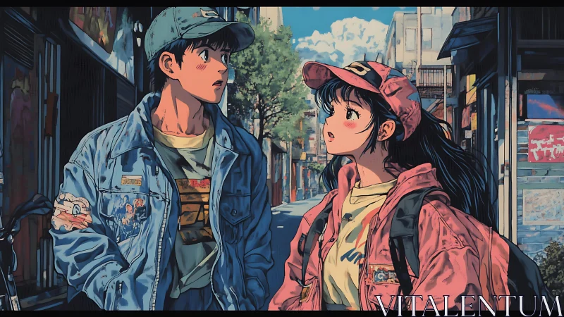 Warm city stroll with two friends sharing a quiet moment.