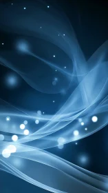 Luminous blue light trails curve through dark abstract space