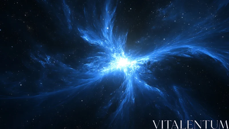 Starlit blue nebula eruption tearing open the silent cosmos.