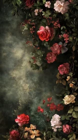 Garden of Romance: Vintage Blooms Against Moody Canvas