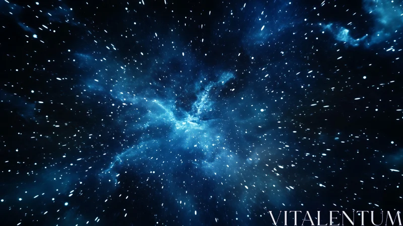 Deep blue starfield vortex in outer space motion scene.