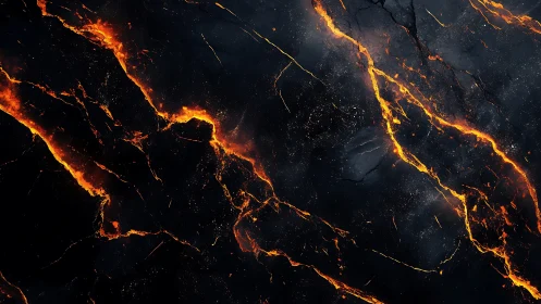 Molten Fractures Ignite Against Obsidian Void