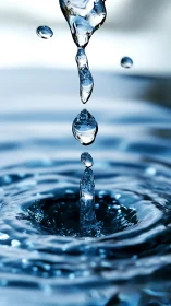 Crystal water droplet freezes in motion above rippling pool