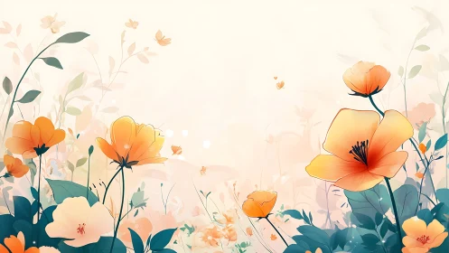 Luminous Garden: Where Wildflower Dreams Dance in Amber Glow.