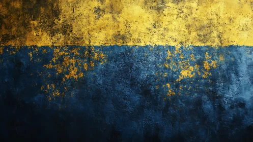 Abstract grunge texture in blue and yellow, distressed paint style.