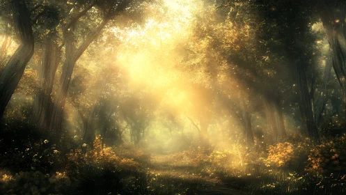 Radiant Forest Canopy with Volumetric Light Diffusion.