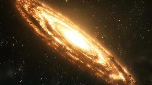 Stellar inferno galaxy ring with molten luminous core in space.