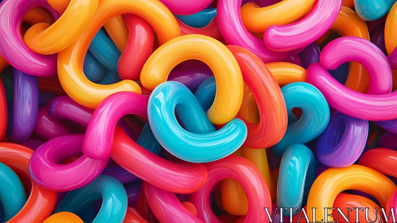 Neon bubble loops in a glossy candy-colored tangle storm.