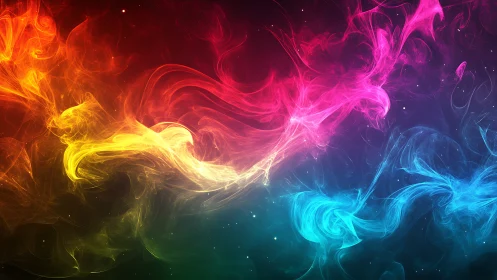 Chromatic nebula streams form a luminous abstract energy field