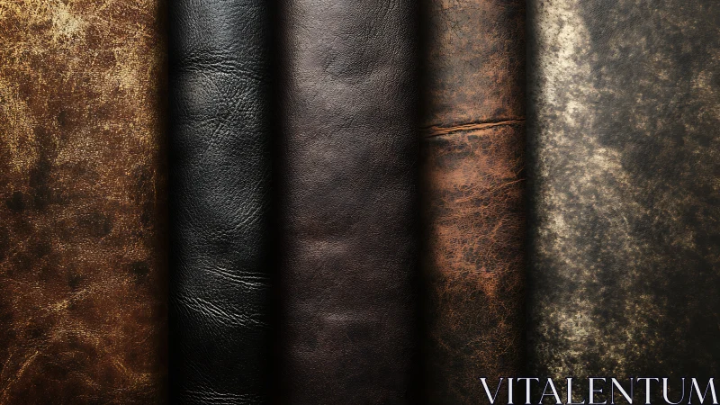 Closeup study of distressed leather hides in warm tonal range