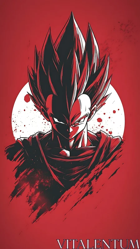 Scarlet Saiyan sentinel before a splattered moonrise.
