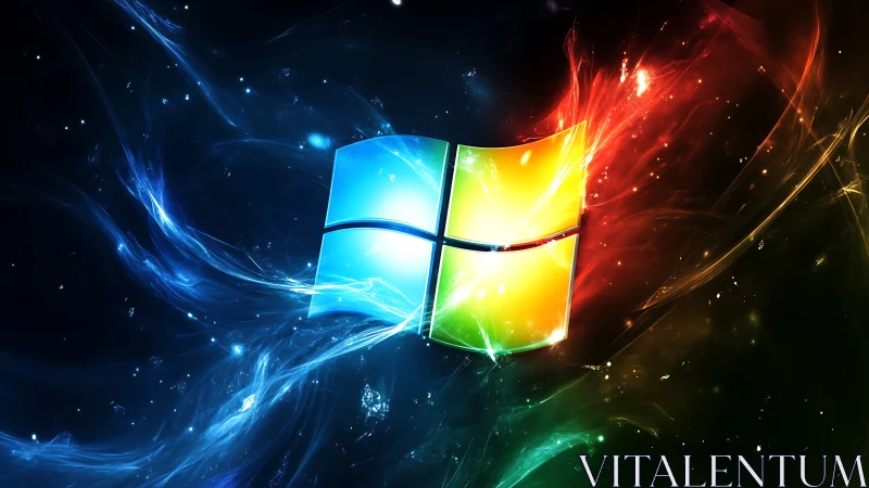 Glowing Windows emblem floats in a vibrant cosmic energy field
