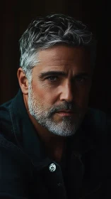 Middle-aged man with gray hair in low-key portrait lighting.