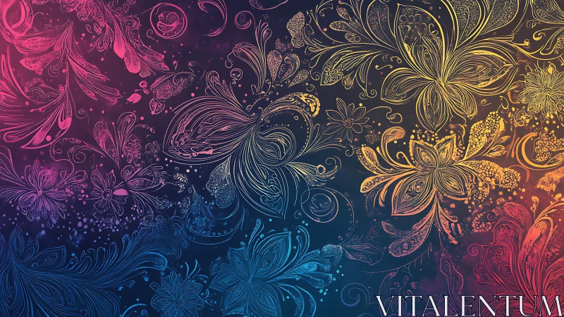 Prismatic floral swirls drifting across a twilight dreamscape.