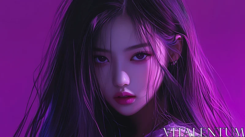 Neon-lit digital portrait with intense magenta rim lighting.