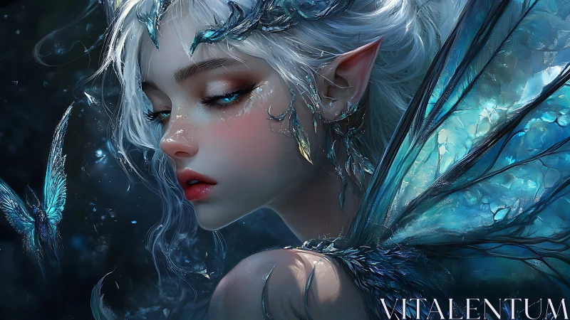 Bioluminescent fae portrait rendered in high-detail digital art
