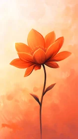 Radiant Orange Lotus Bloom with Gradient Atmospheric Background