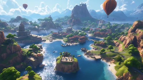 Floating Realms: A Whimsical Journey Through Towering Isles.