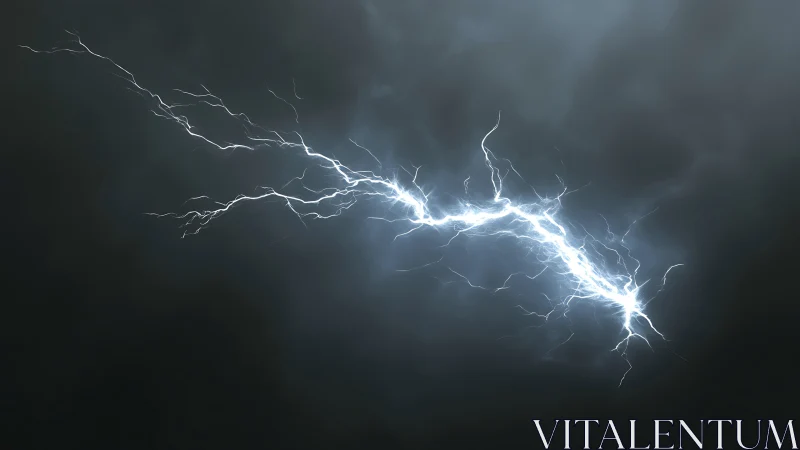 Electric storm bolt cutting through deep midnight clouds.