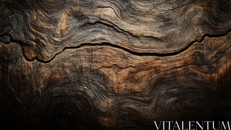 Close-Up of Natural Wooden Texture with Deep Grain Patterns.