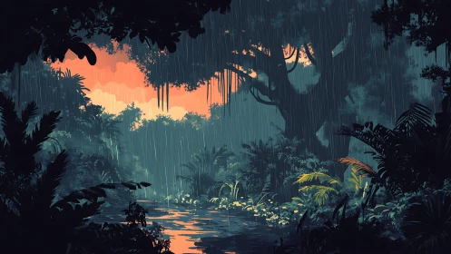 Jungle's Secret Glow: Where Rain Meets Golden Light