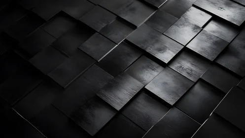 Soft shadows over stacked black tiles in quiet motion.